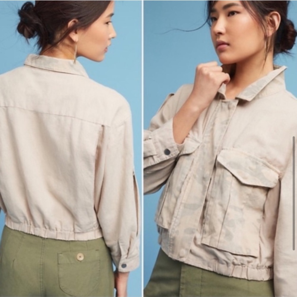 HeiHei Anthropologie Crop Camo Ronan Jacket